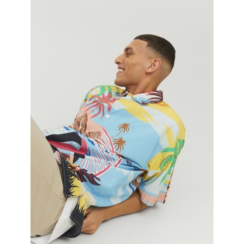 JACK & JONES Marškiniai vyrams, Mėlyna, JORBELMONT AOP 3