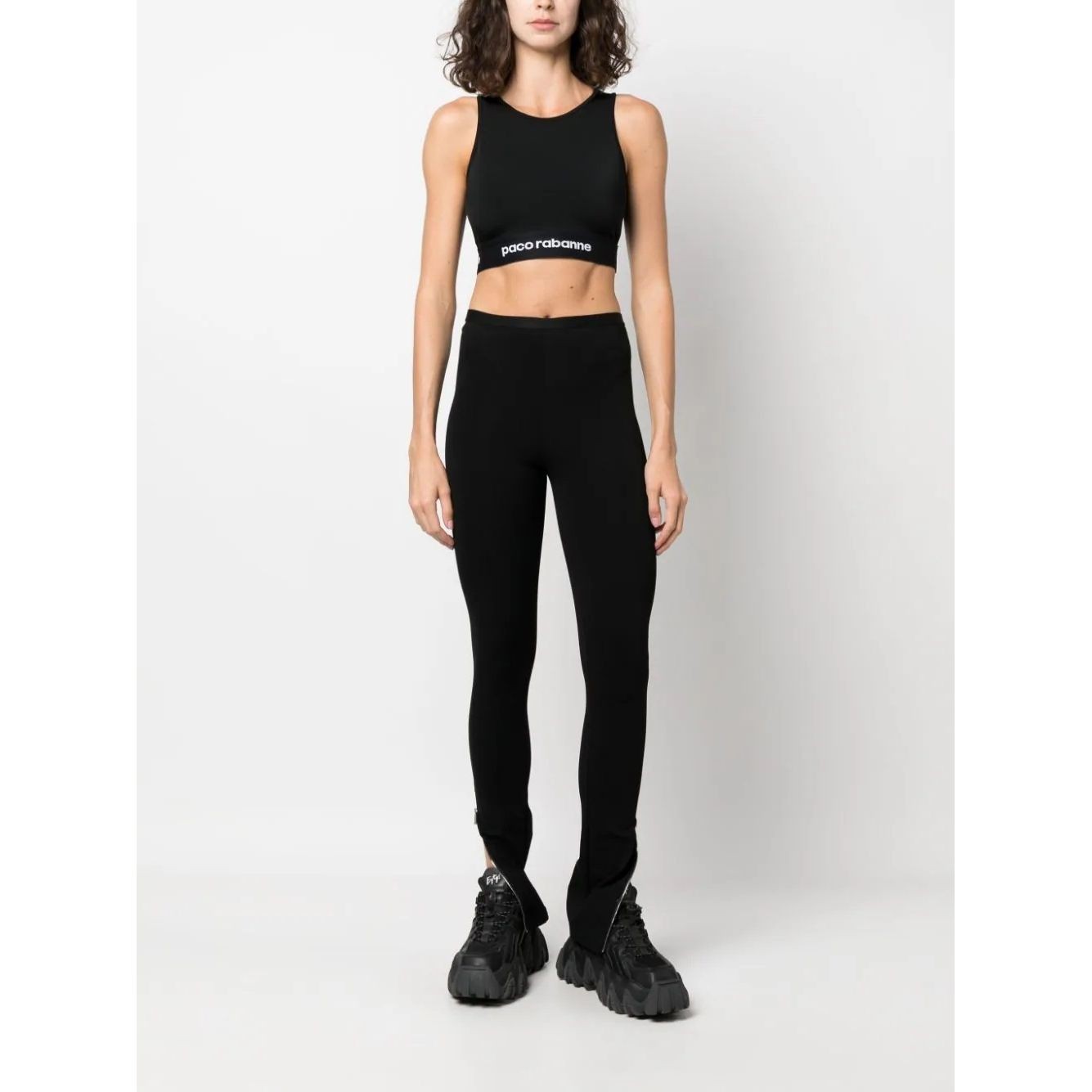 PACO RABANNE Trumpinti marškinėliai moterims, Juoda, Crop top 2