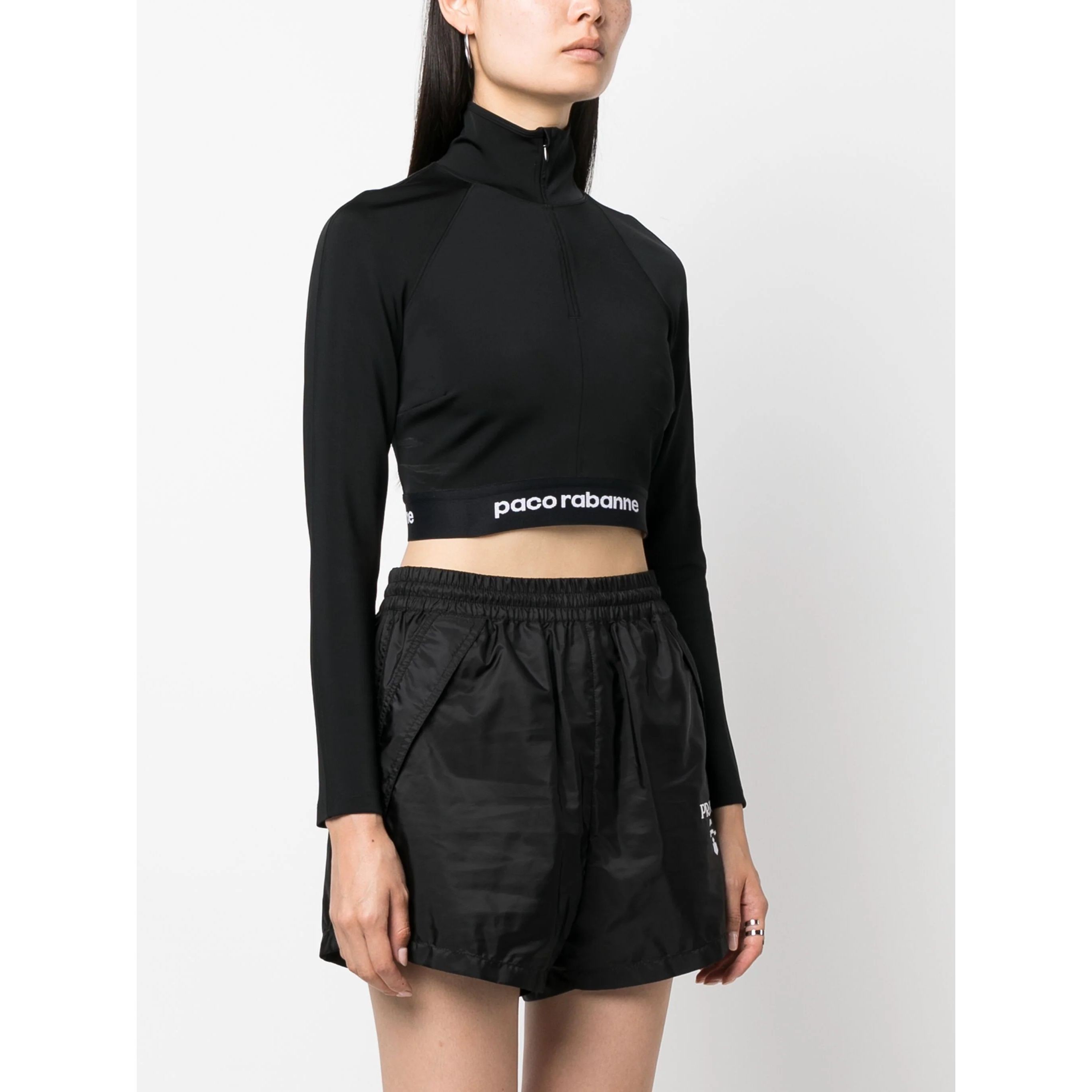 PACO RABANNE Trumpinti marškinėliai moterims, Juoda, Crop top 2