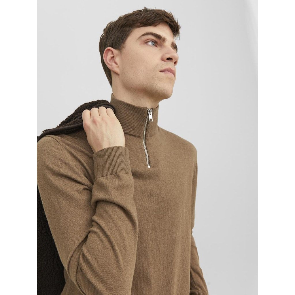 JACK & JONES Džemperis vyrams, Ruda, JJEEMIL KNIT HALF ZI 7