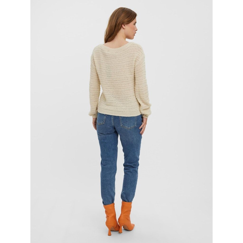 VERO MODA Kampsun moterims, Beež, VMDOLLAR LS BOATNECK BLOUSE 3