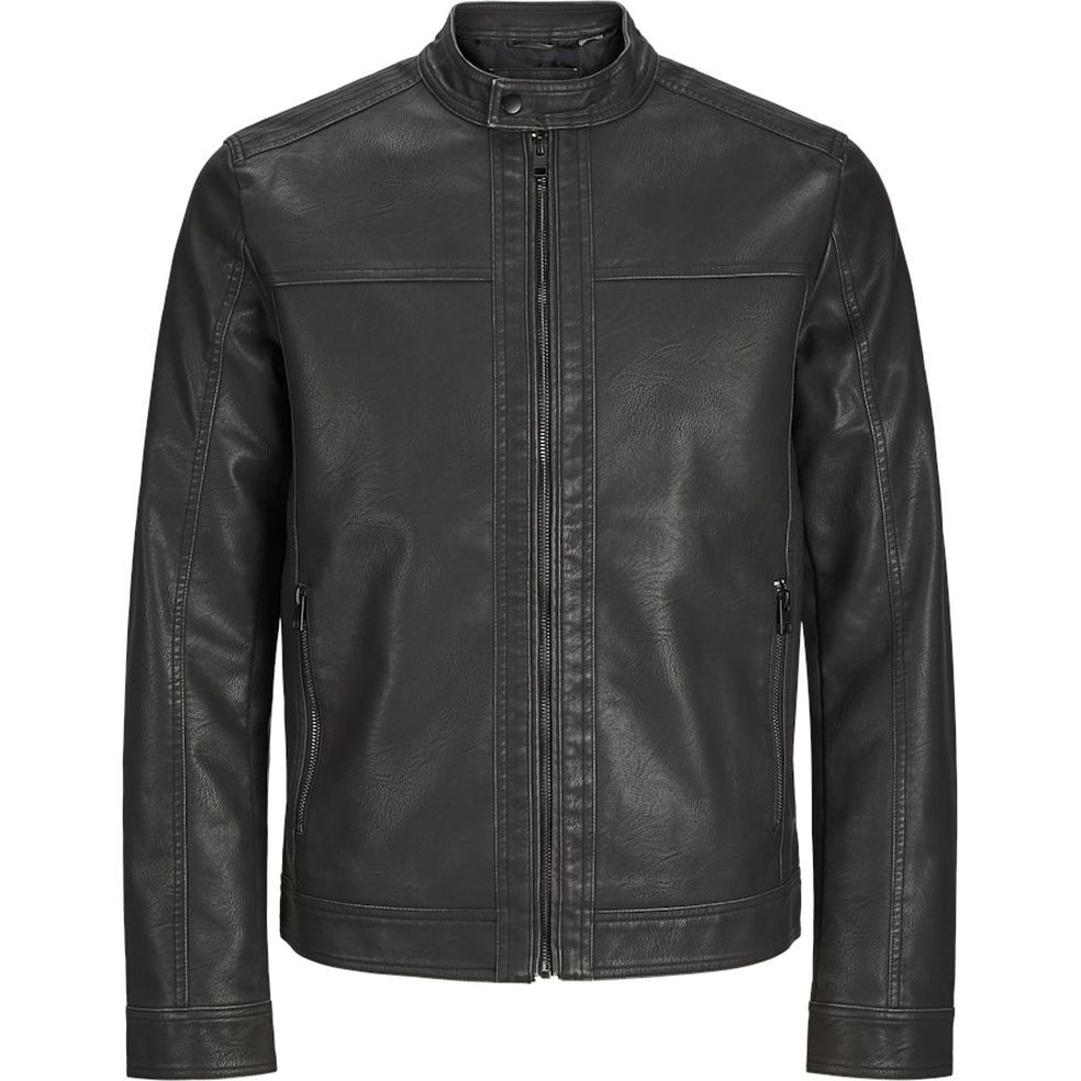 JACK & JONES Odinė striukė vyrams, Juoda, Warner washed jacket