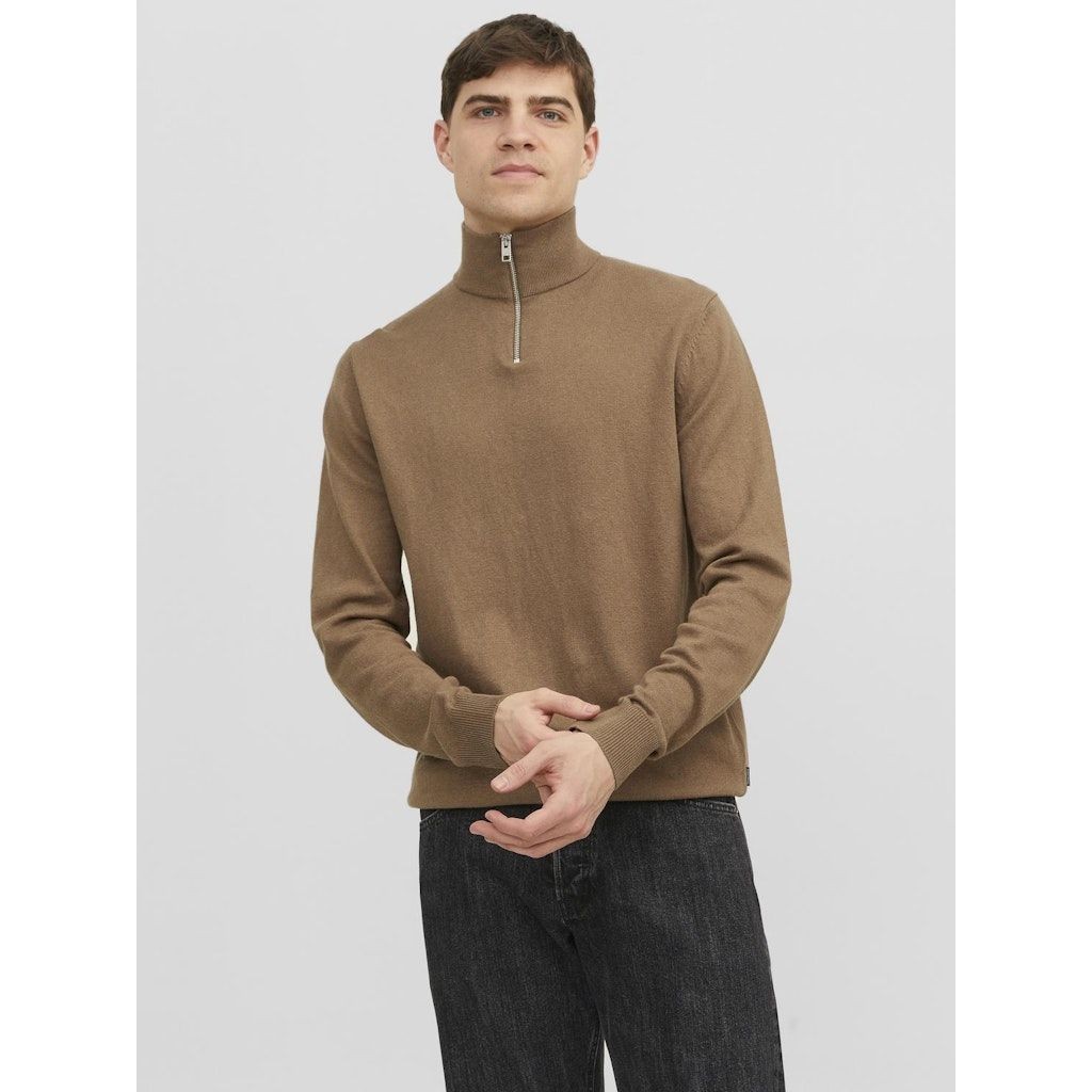 JACK & JONES Džemperis vyrams, Ruda, JJEEMIL KNIT HALF ZI 2