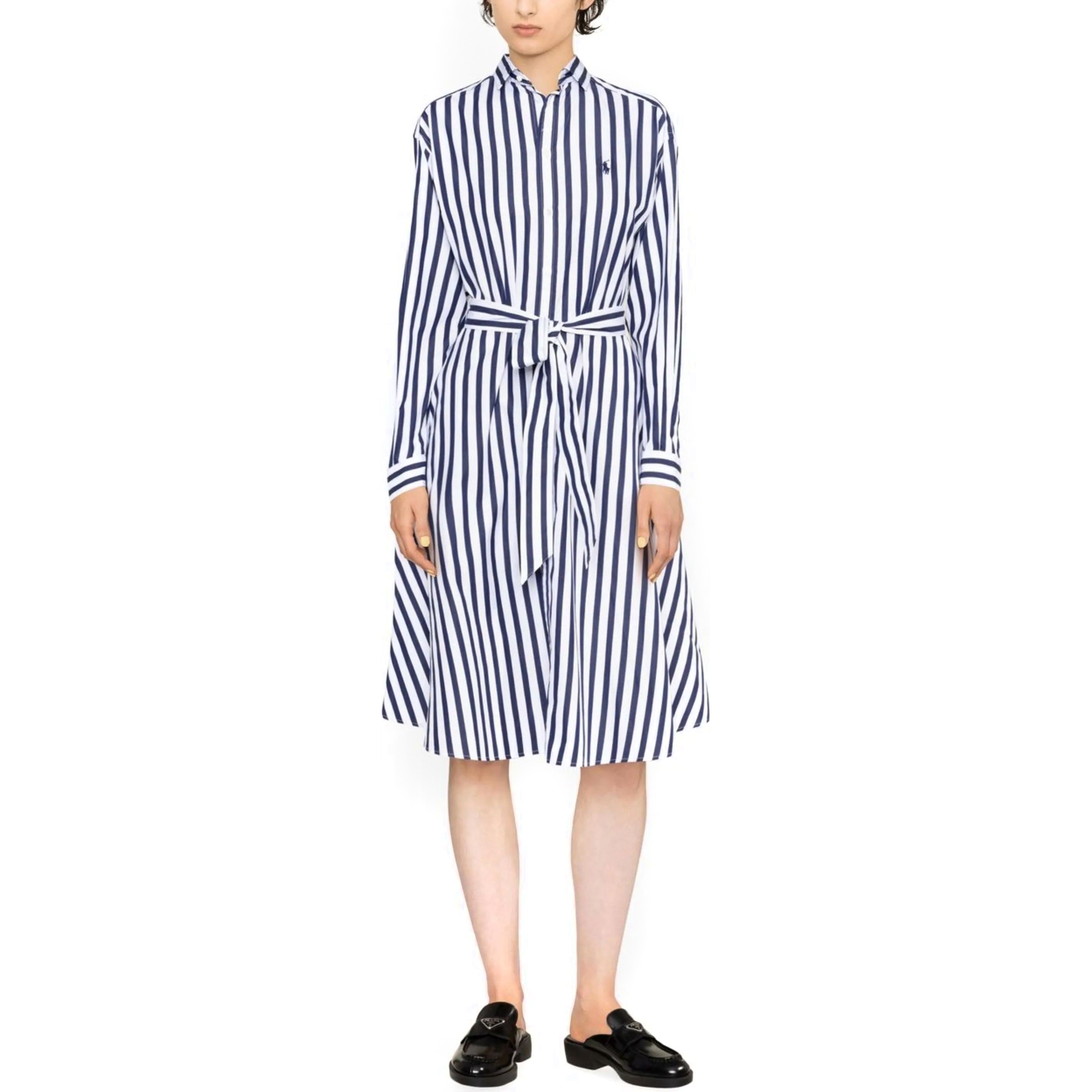 POLO RALPH LAUREN Midi suknelė moterims, Mėlyna, Long sleeve day dress 1