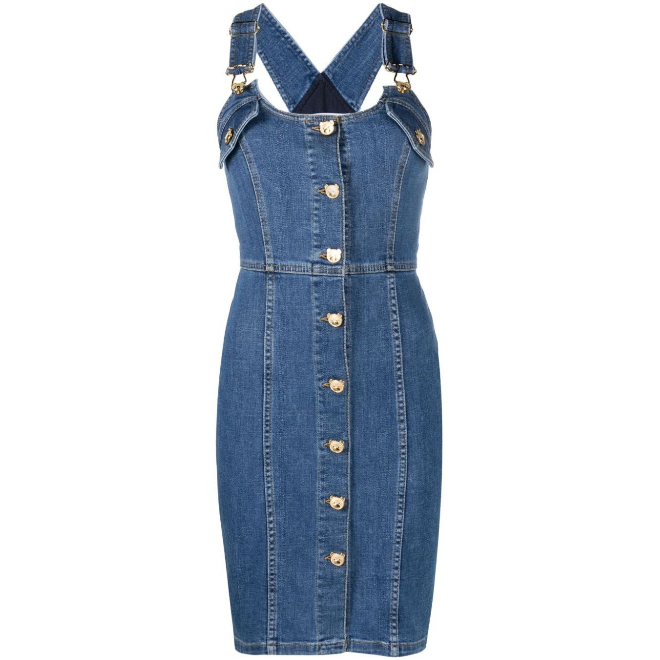 MOSCHINO Midi suknelė moterims, Mėlyna, Denim dress