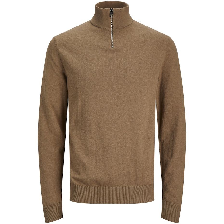 JACK & JONES Džemperis vyrams, Ruda, JJEEMIL KNIT HALF ZI 1