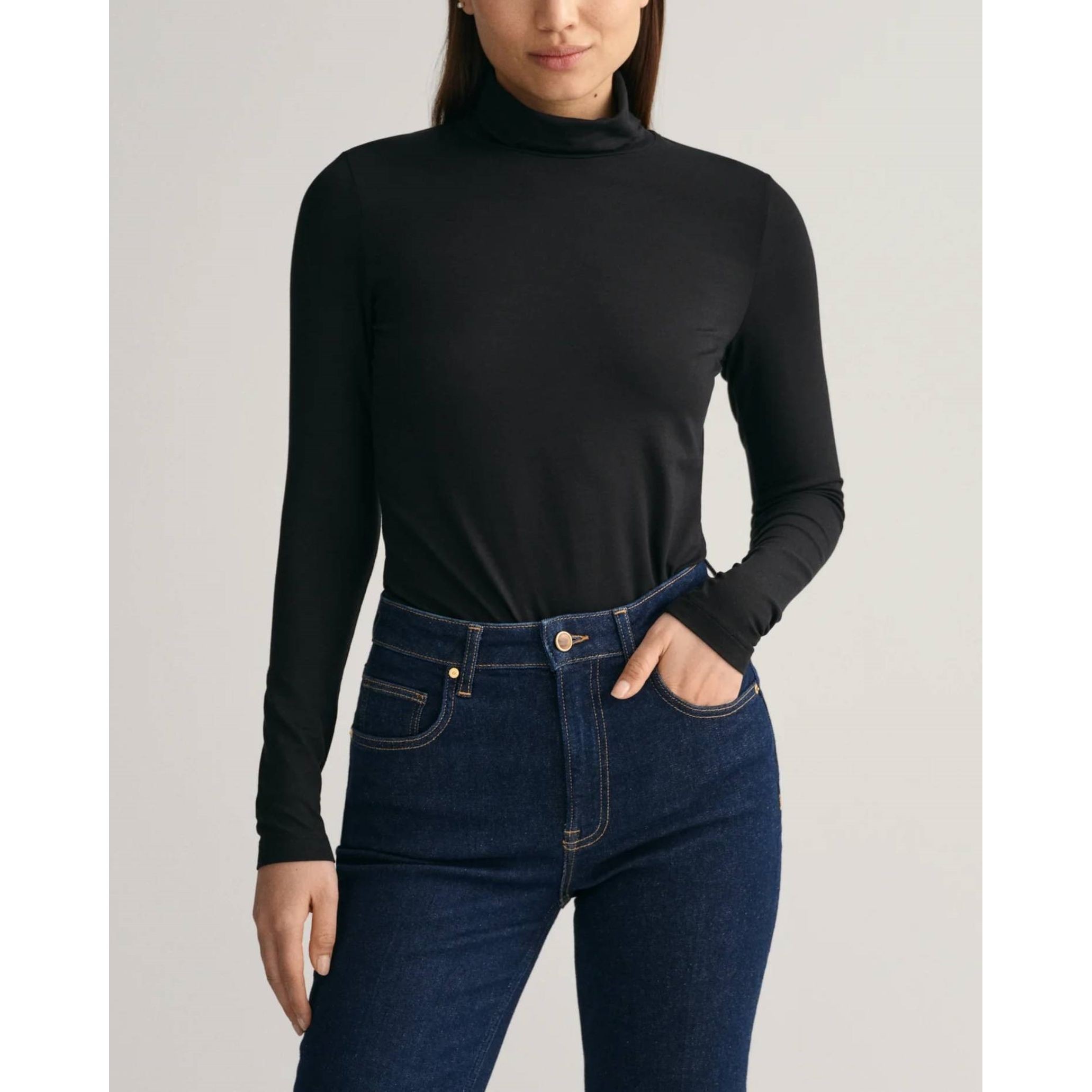 GANT Megztinis moterims, Juoda, SLIM LS TURTLENECK 2
