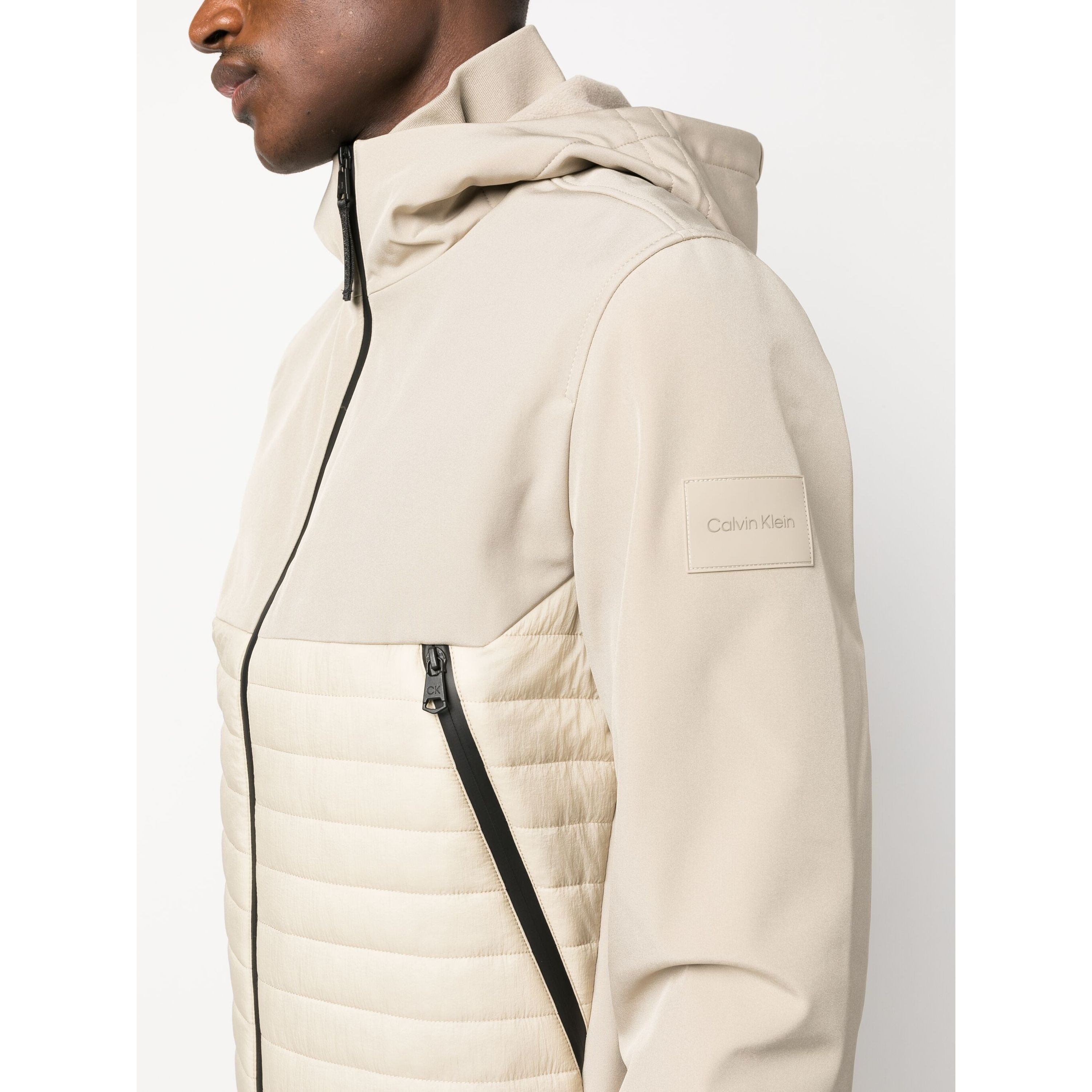 CALVIN KLEIN Lengva striukė vyrams, Pilka, Quilted mix media jacket hood 4