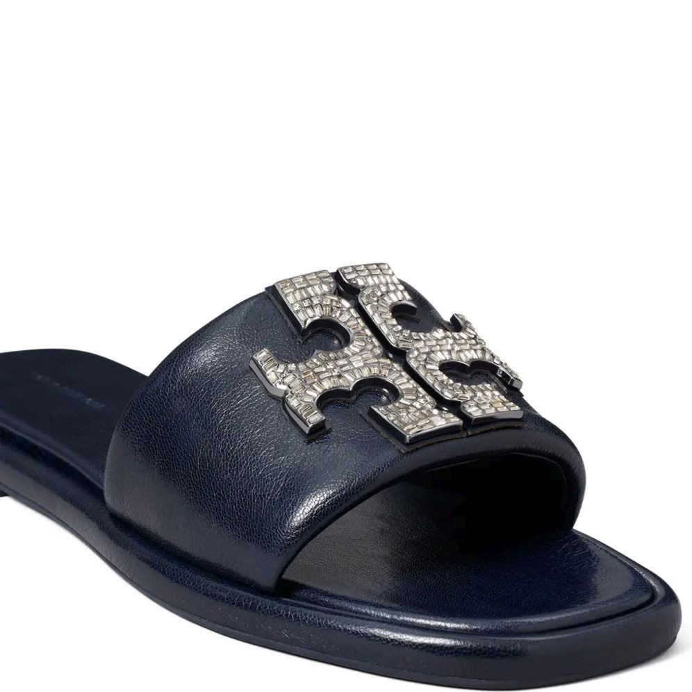 TORY BURCH Guminės šlepetės moterims, Juoda, Double t deco sport slide 3