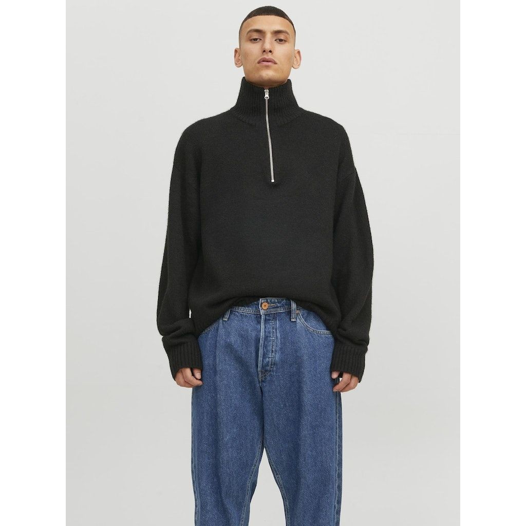 JACK & JONES Megztinis vyrams, Juoda, JOROLLIE KNIT HALF ZIP 2