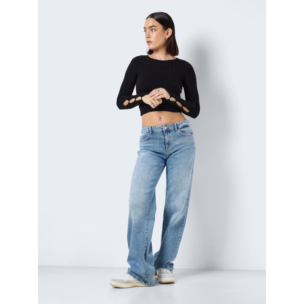 NOISY MAY Megztinis moterims, Juoda, NMFREY L/S O-NECK KNI 3