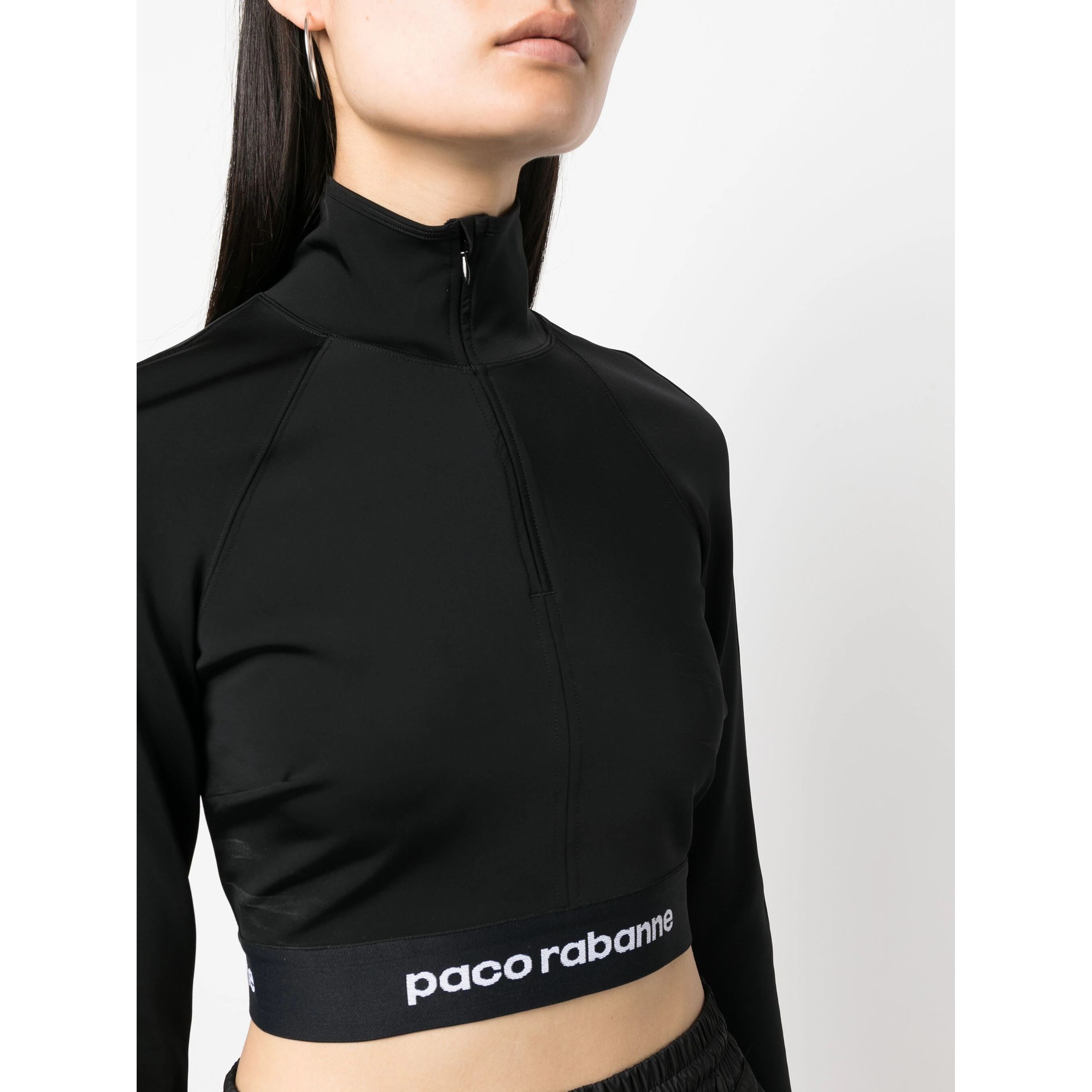 PACO RABANNE Trumpinti marškinėliai moterims, Juoda, Crop top 4