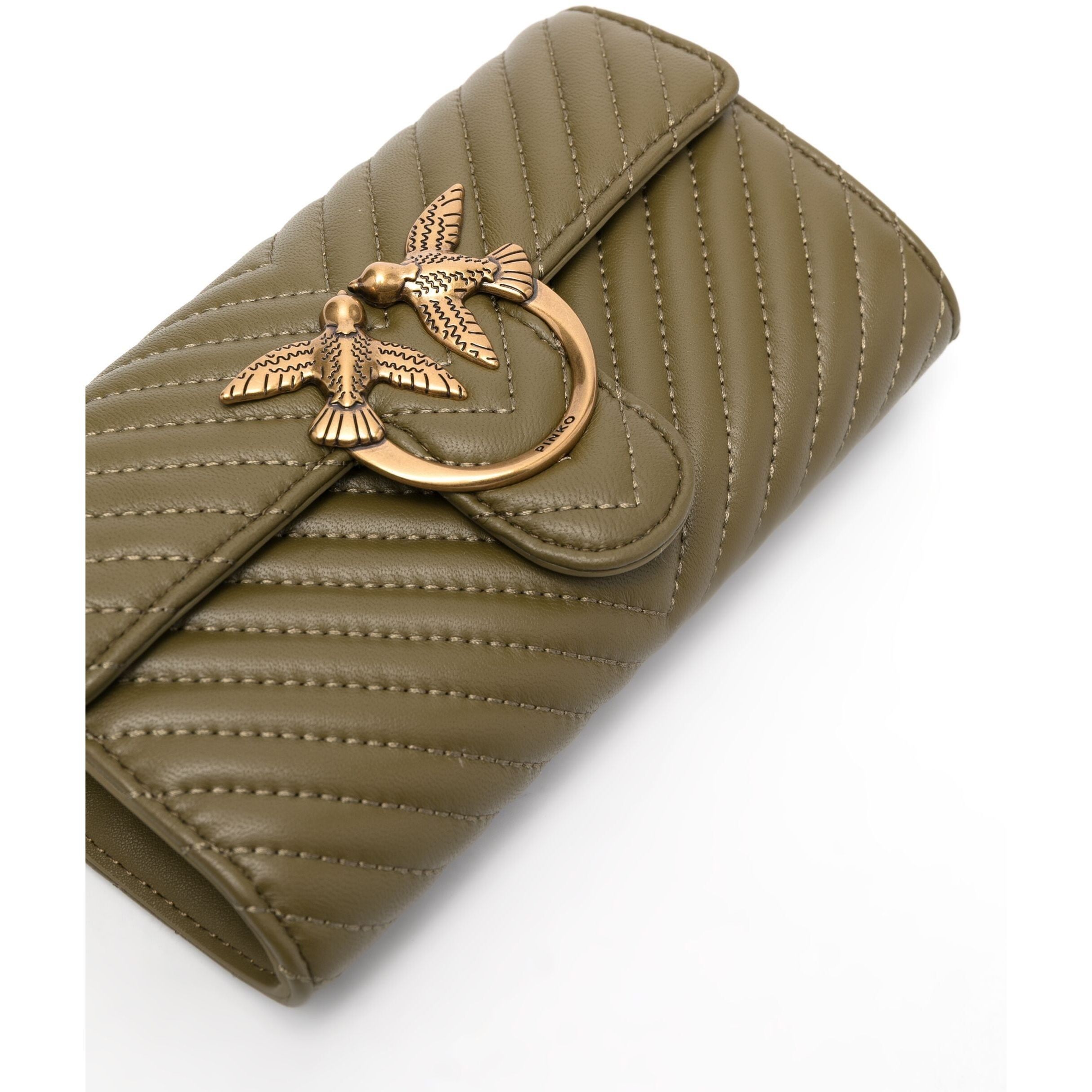 PINKO Piniginė moterims, Žalia, Love mini icon wallet c 3