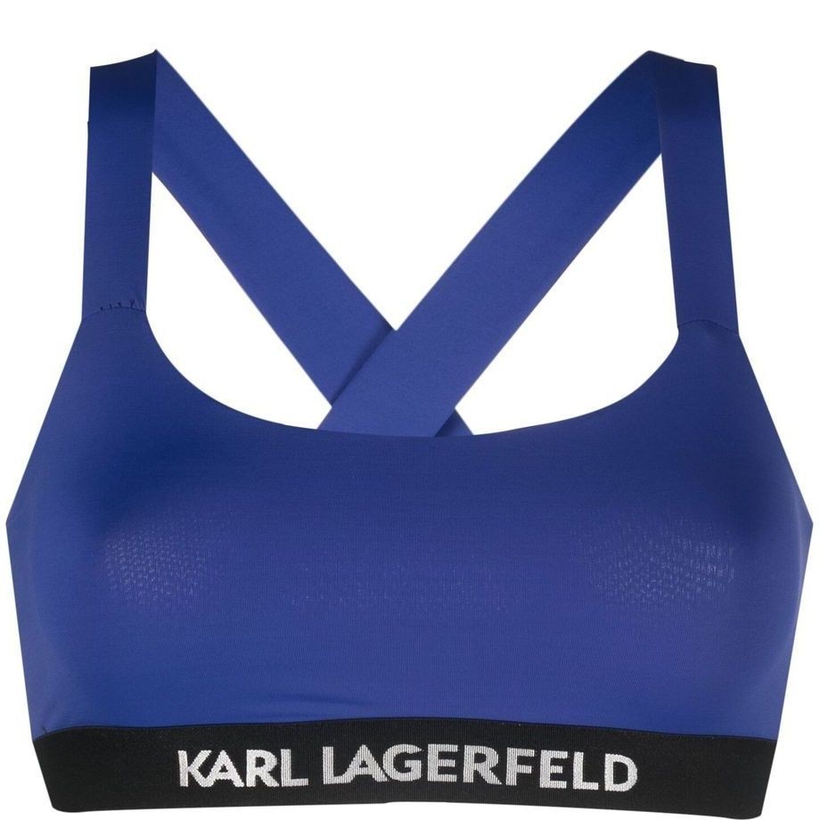KARL LAGERFELD Viršutinė kostiumėlio dalis moterims, Mėlyna, Bandeau w/ logo elastic 1