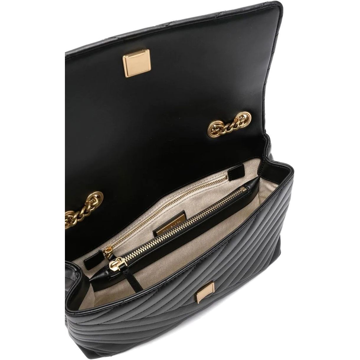 TORY BURCH Rankinė per petį moterims, Juoda, Kira chevron shoulder bag 3