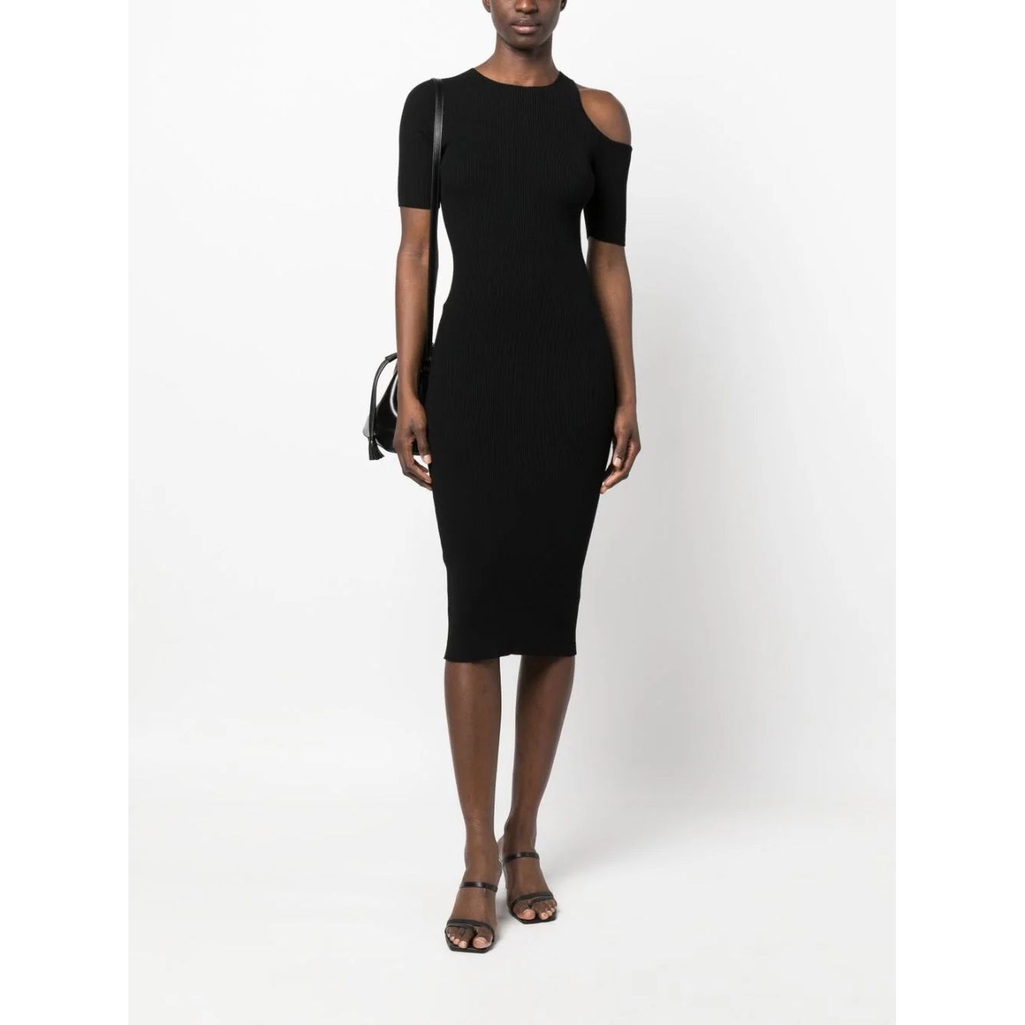 AERON Midi suknelė moterims, Juoda, Ribbed cut-out midi dress 2