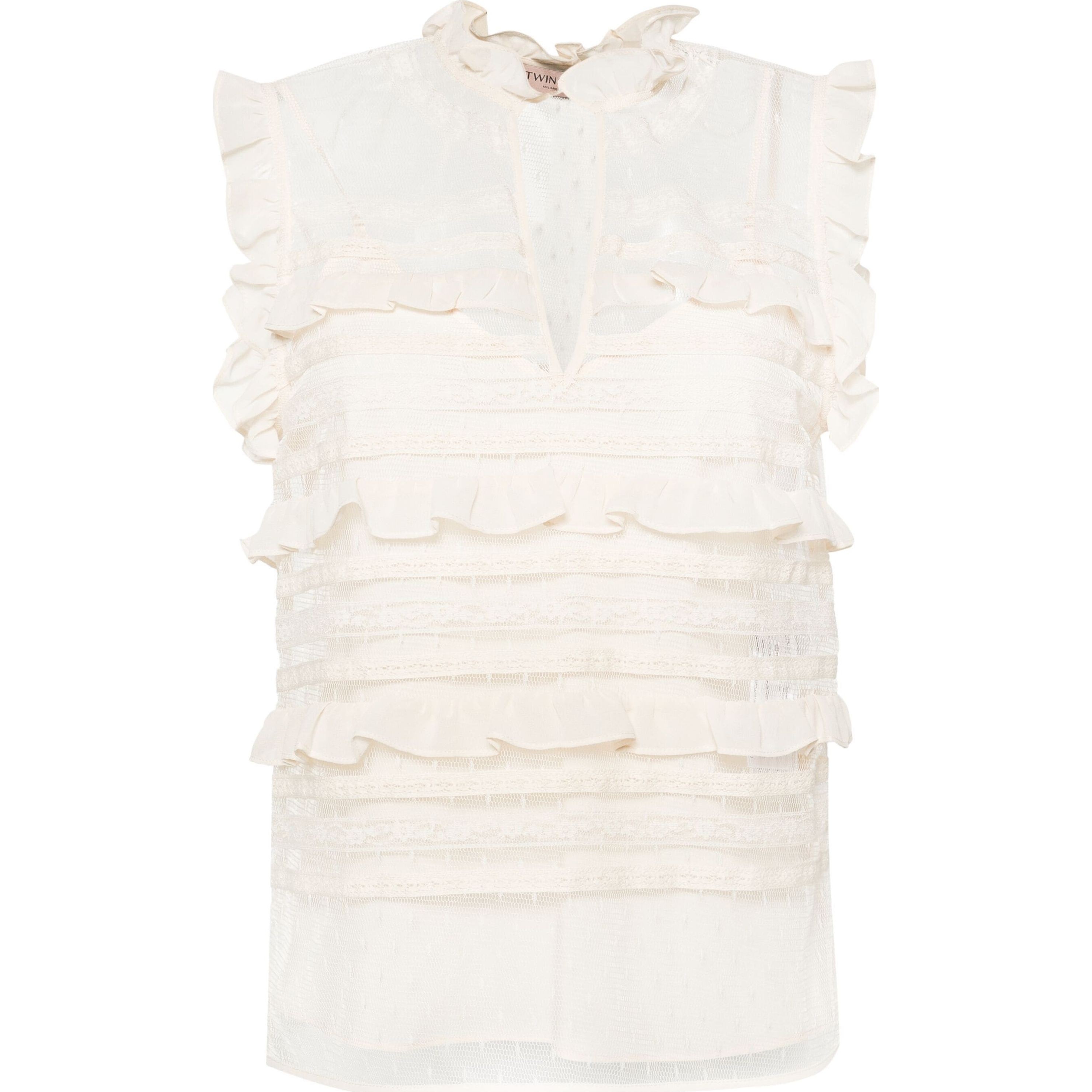 TWINSET Palaidinės moterims, Kūno, Floral-lace sleeveless blouse 1