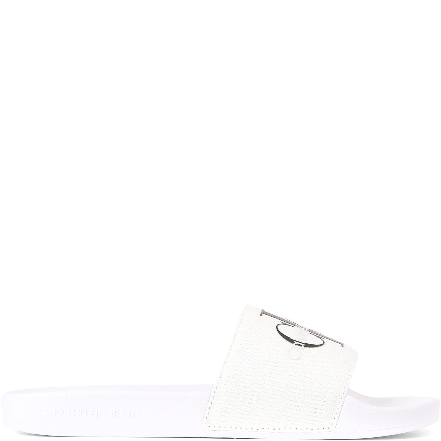 CALVIN KLEIN JEANS Guminės šlepetės moterims, Balta, Slide monogram POP 2