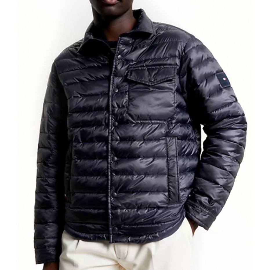 TOMMY HILFIGER Pūkinė striukė vyrams, Mėlyna, Packable recycled shirt jacket 2